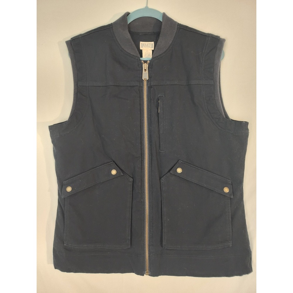 Duluth Trading Co Mens Navy Blue Insulated Canvas Work Vest 3M Thinsulate Large